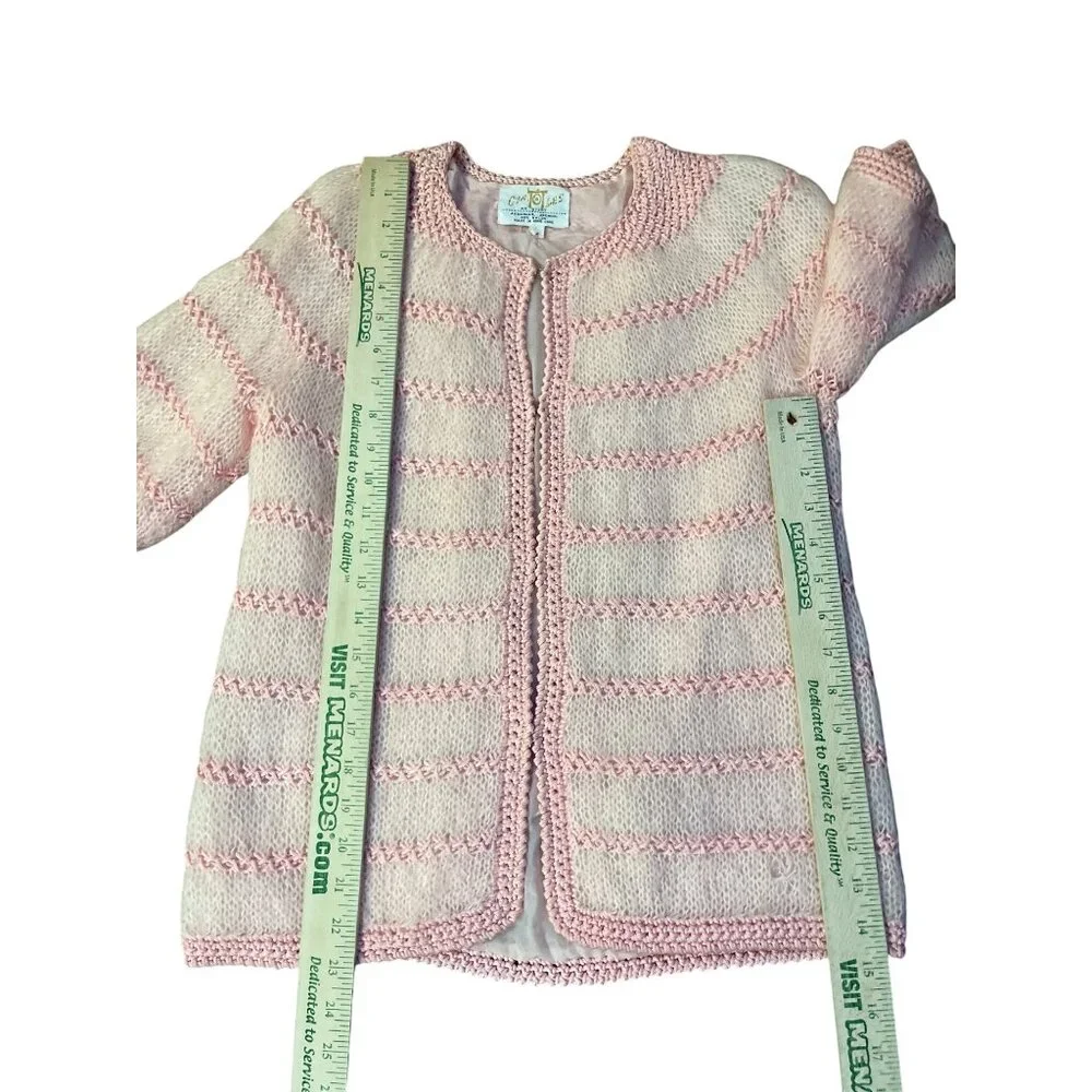 Vintage Cyn Les Mohair Wool Sweater Womens M Used Pink Short Sleeve Lined - Picture 8 of 13
